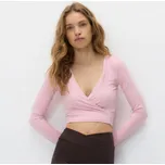 Reserved - Halenka s překládaným výstřihem a vázáním - pastelově růžová - 087HT-03X - 087HT-03X-S