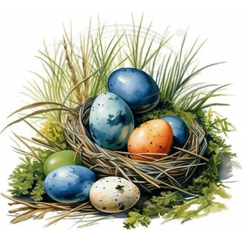 Textilní nažehlovací páska Dante Nažehlovačka Vajíčka v hnízdě 2 - 12 x 11 cm