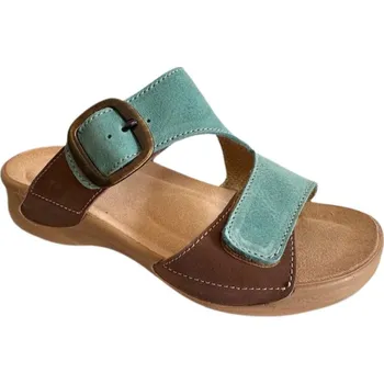 Dámské pantofle MEDISTYLE dámské zdravotní pantofle RADKA modrozelená-hnědá Velikost: 38