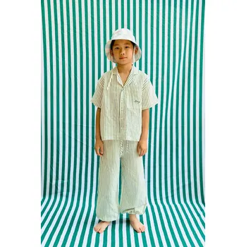 Chlapecké kalhoty Dětské lněné kalhoty Tinycottons EMERALD STRIPES PANT SS26.244 bílá 00X, vel. 116