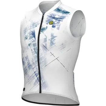Cyklistické oblečení ALÉ Cyklistický dres bez rukávů - MIRROR PR-E - bílá/modrá