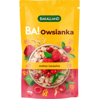 Slaná pochutina BAKALLAND BA! Instantní ovesná kaše s malinami a brusinkami&nbsp; Expirace 01.2026