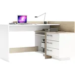 Psací stůl rohový THALES 484881 dub/bílá - SLEVA 3% s kodem radost25
