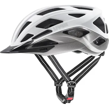 Chránič hlavy UVEX city i-vo 2 white-silver matt – městská cyklistická helma s LED Velikost: 56-60