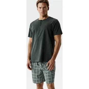 Pánské pyžamo Atlantic NMP-401 - bavlna Khaki M