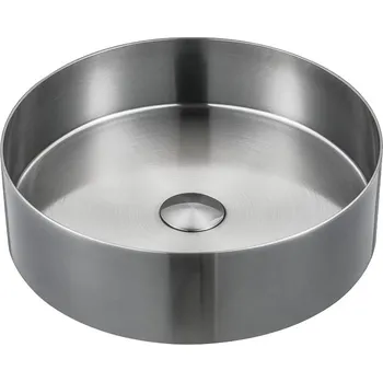 Umyvadlo Sapho AURUM nerezové umyvadlo na desku, průměr 38cm, včetně výpusti, nerez mat