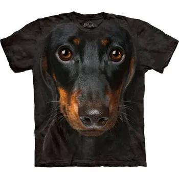 Pánské tričko Tričko unisex The Mountain Dachshund Face (Jezevčík) - černé, XL