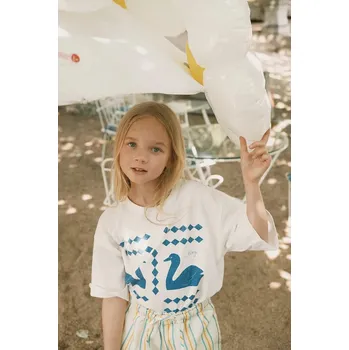 Chlapecké tričko Dětské bavlněné tričko Tinycottons SWANS DIAMONDS GRAPHIC TEE SS26.059 bílá 00X, vel. 104