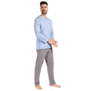 Lamido Pánské pyžamo dlouhé Emil šedé čárky na modrém XL (CZ54 / XL) - doprava od 59 Kč