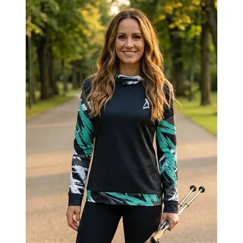 Dámská mikina Dámská funkční mikina premium ALTISPORT VOJ/ALW039MI01 ČERNÁ/TYRKYSOVÁ S