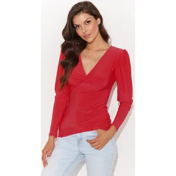 Dámská halenka Vypasovaná dámská halenka s nabíranými rukávy NU461 Barva: Červená, Velikost: L