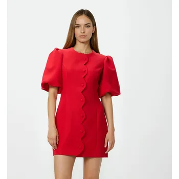Dámské šaty Reserved - Šaty s balonovými rukávy - červená - 786HR-33X - 786HR-33X-M