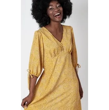 Dámské šaty Perso Letní šaty lekka z bufiastymi rękawami Žlutá Regular Fit L