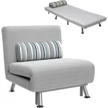 HOMCOM Skládací křeslo s funkcí lůžka, skládací lehátko v plátěném vzhledu, nastavitelná opěrka zad, 75 x 70 x 75 cm, šedá barva