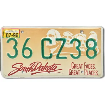 Plechová cedule Americká SPZ South Dakota Great Faces Sand