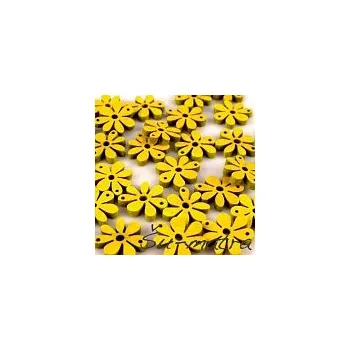 Korálek Květ dřevěný, žlutý, 20x25 mm (8 ks)