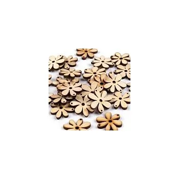 Korálek Květ dřevěný přírodní, 20x25 mm (8 ks)