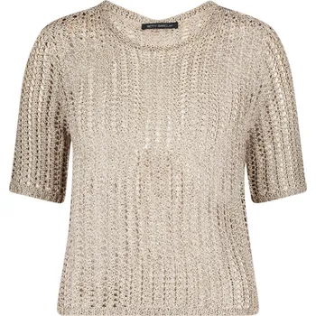 Dámský svetr Betty Barclay dámský svetřík s krátkám rukávem a metalickým vláknem 5428/1911 7234 Béžová 38