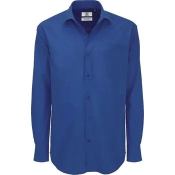 Pánská košile Košile pánská B&C Heritage s dlouhým rukávem - modrá, M