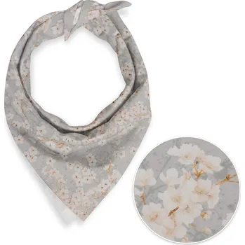 Šátek Bavlněný šátek Sandra SA-634 Bílé třešňové květy na šedém 45 x 45 cm