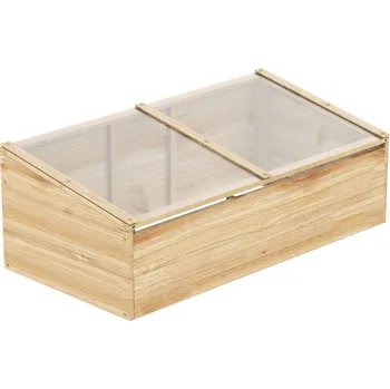 Skleník Dřevěný mini skleník 100 x 50 x 35 cm | přírodní