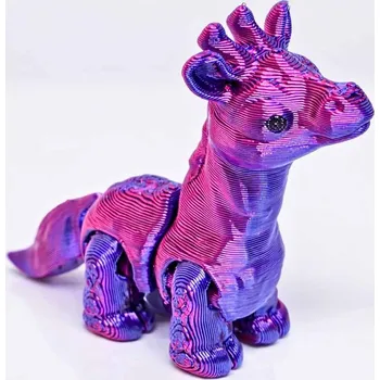Figurka Flexi 3D miniaturka žirafi z 3D tiskárny | Svíčkománie3D | Barva: Fialovo-modrá lesklá
