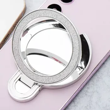 Stojan na telefon CIRCLE MIRROR nalepovací stříbrný (Stojan na telefon, nalepovací držák na mobil, CIRCLE MIRROR, ring držák, stříbrný, otočný kroužek, funkce stojánku, mirror povrch)