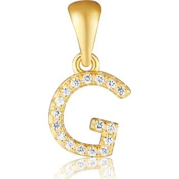Přívěsek Pozlacený stříbrný přívěsek se zirkony písmeno G JVD SVLP0948XH2BIGG