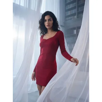 Dámské šaty Sinsay - Šaty s dlouhými rukávy - burgundy - 922EY-33J - 922EY-33J-XL