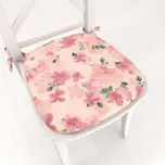 Sametový oblý podsedák Tamara TMR-039 Růžovo-fialové akvarelové květy na světle lososovém - 39x37x3 cm