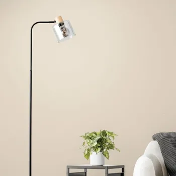 Stojací lampa Brilliant 94708/93 Stojací lampa WEALD kouřové sklo