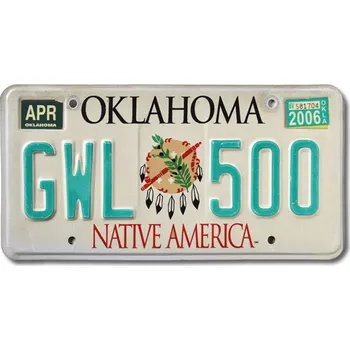 Plechová cedule Americká SPZ Oklahoma Native America