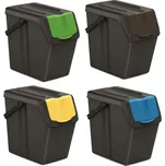 Prosperplast Odpadkové koše na tříděný odpad, 4ks x 25l SORTIBOX SLIM - černé