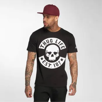 Pánské tričko Tričko Thug Life Skull Logo - černé, 4XL