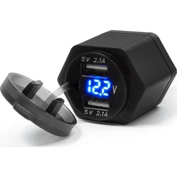 Řídítka BIKETEC motocyklová zásuvka MUS42 DIN ISO 4165 BMW i TRIUMPH USB i voltmetr - montáž na řídítka (EL) (BIKETEC motocyklová zásuvka MUS42 DIN ISO 4165 BMW i TRIUMPH USB i voltmetr - montáž na řídítka (EL))