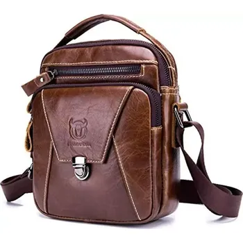 Bullcaptain pánská kožená taška Tiburcio Hnědá 3L