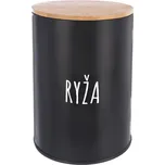 Orion Dóza na potraviny, plechová, černá, s bambusovým víkem, 1,3l, Ryža SK