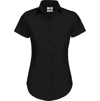 Dámská košile Košile dámská B&C Elastane s krátkým rukávem - černá, 3XL