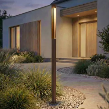 Venkovní osvětlení Lindby LED osvětlení cesty Fjorya, výška 90 cm, hnědé, IP65 - Průměr základny 8 cm, výška 1 cm hnědá, bílá 1 x 10 W LED - Doprava zdarma