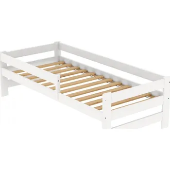 Dětská postel Postel KOUBA z masivu borovice 160x80 cm - BÍLÁ + rošt ZDARMA