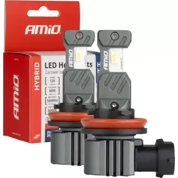 Autožárovka AMiO LED žárovky hlavního svícení Hybrid série H8 H9 H11 H16 6000K Canbus 60W