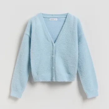 Dívčí svetr Reserved - Úpletový kardigan - bleděmodrá - 817IE-05X - 817IE-05X-134