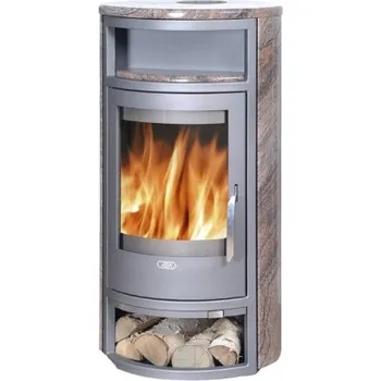 Krbová kamna ABX Polar 6 s kamenným obkladem šedý plech a žula Paradiso