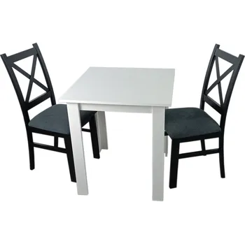 Jídelní set Jídelní sestava 2+1 TOMEK 70x70 cm bílá/černá/Moric 8