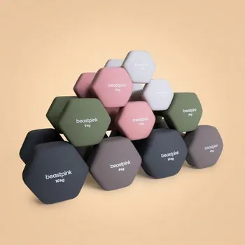 BeastPink Neoprenová jednoručka Hex 10 kg (VÝPRODEJ) + DÁREK