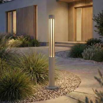 Venkovní osvětlení Lindby LED osvětlení cesty Fjorya, výška 60 cm, kamenně šedá, IP65 - Průměr základny 8 cm, výška 1 cm kamennově šedá, bílá 1 x 10 W LED - Doprava zdarma