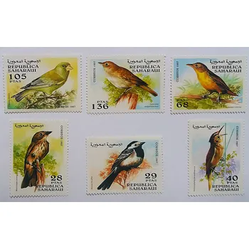 Poštovní známka Sestava známek - Sahara - ptáci - čisté