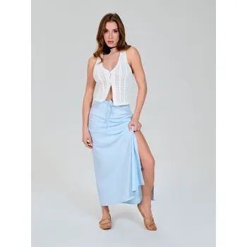 Dámská sukně Sinsay - Midi sukně s&nbsp;ozdobným vázáním - modrá - 2280Z-05X - 2280Z-05X-L