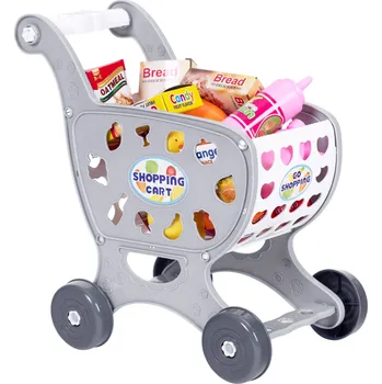 Hra na obchod MultiStore 988-3 Nákupní vozík s doplňky, 18 ks, šedý