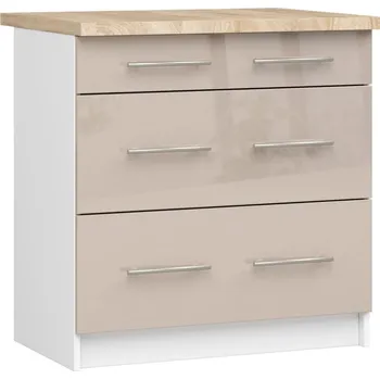 Kuchyňská skříňka Kuchyňská skříňka se šuplíky 80 cm VERMINA - bílá / cappuccino lesklá